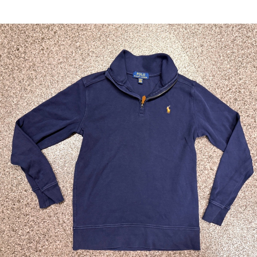 Polo Ralph Lauren Quarter Zip Pullover Kids M 10-12 Navy Blue Excellent Logo